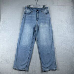 Time & Tru Wide Leg Denim Jeans TT109360L Light Wash Women's Blue Size 12